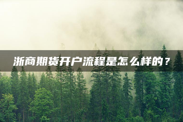 浙商期货开户流程是怎么样的？