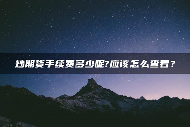 炒期货手续费多少呢?应该怎么查看？