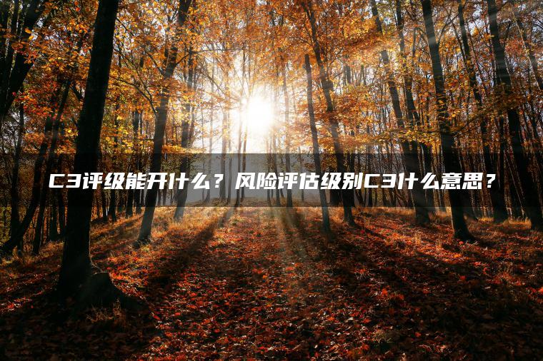 C3评级能开什么？风险评估级别C3什么意思？
