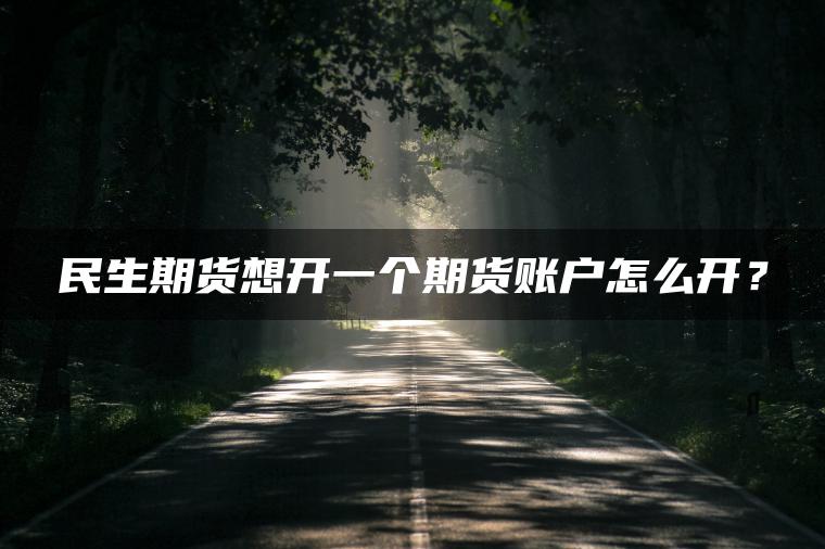 民生期货想开一个期货账户怎么开？