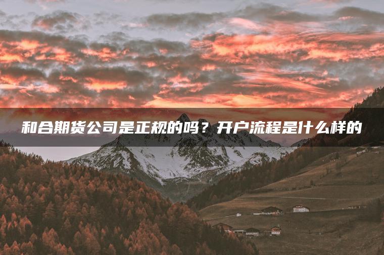 和合期货公司是正规的吗?开户流程是什么样的 和合期货公司是正规的吗?开户流程是什么样的