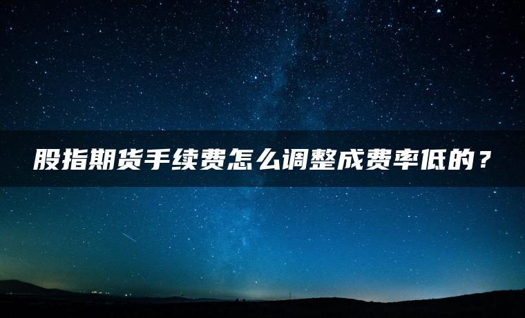 股指期货手续费怎么调整成费率低的？