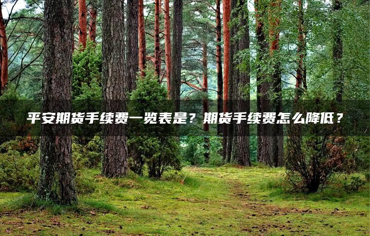 平安期货手续费一览表是？期货手续费怎么降低？