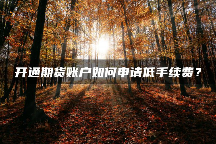 10元期货交易平台开通期货账户如何申请低手续费？