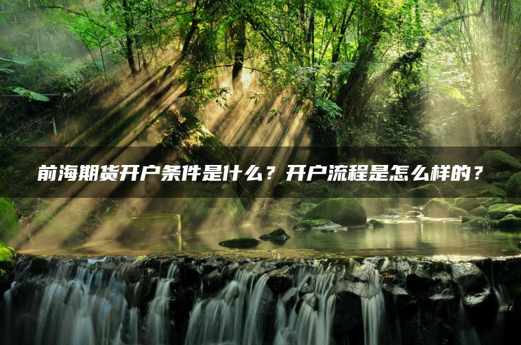前海期货开户条件是什么？开户流程是怎么样的？