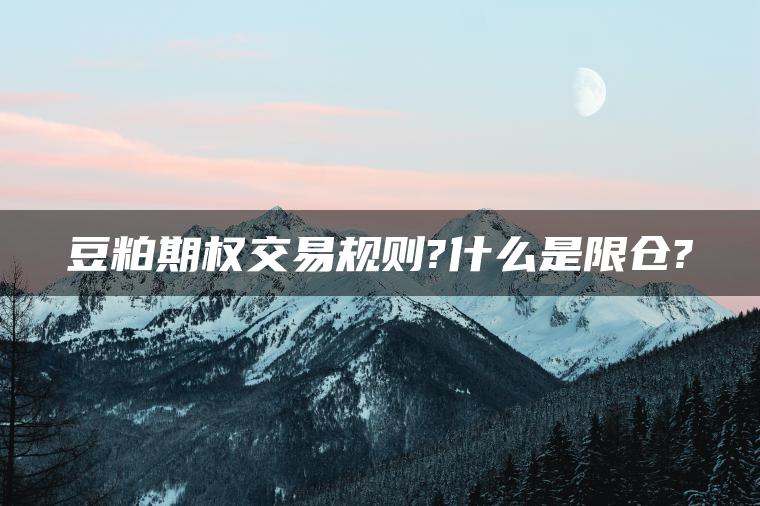 豆粕期权交易规则?什么是限仓?