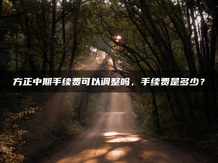 方正中期手续费可以调整吗，手续费是多少？