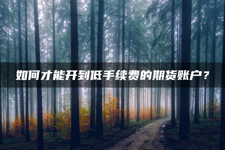 如何才能开到低手续费的期货账户？