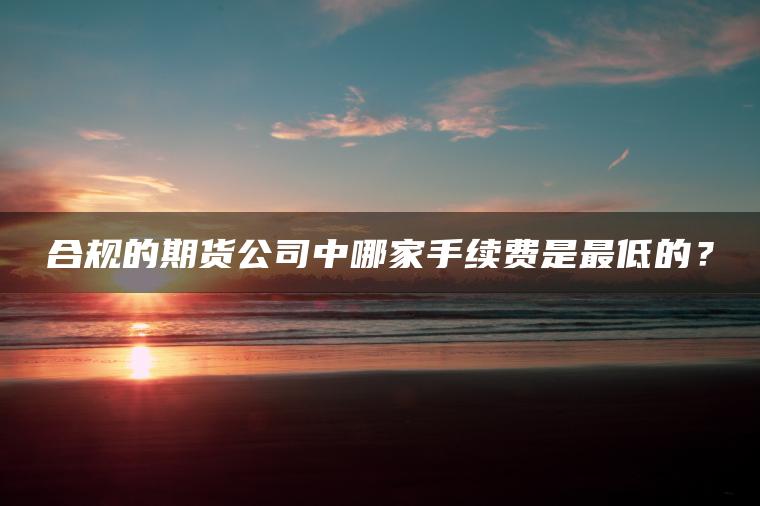 合规的期货公司中哪家手续费是最低的？