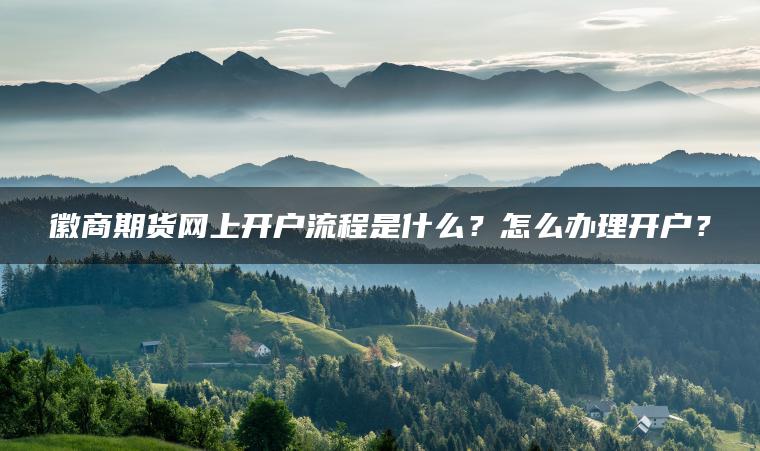 徽商期货网上开户流程是什么?怎么办理开户? 徽商期货网上开户流程是什么?怎么办理开户?