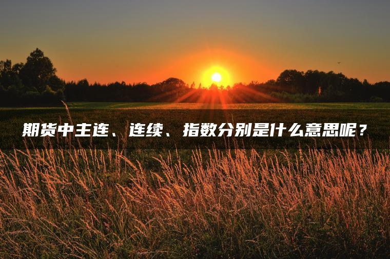 期货中主连、连续、指数分别是什么意思呢？