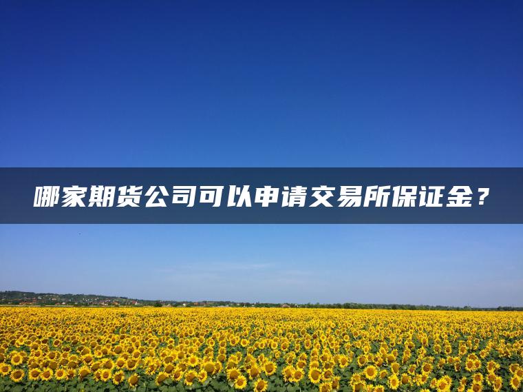 哪家期货公司可以申请交易所保证金？