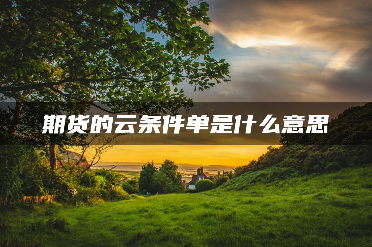期货的云条件单是什么意思