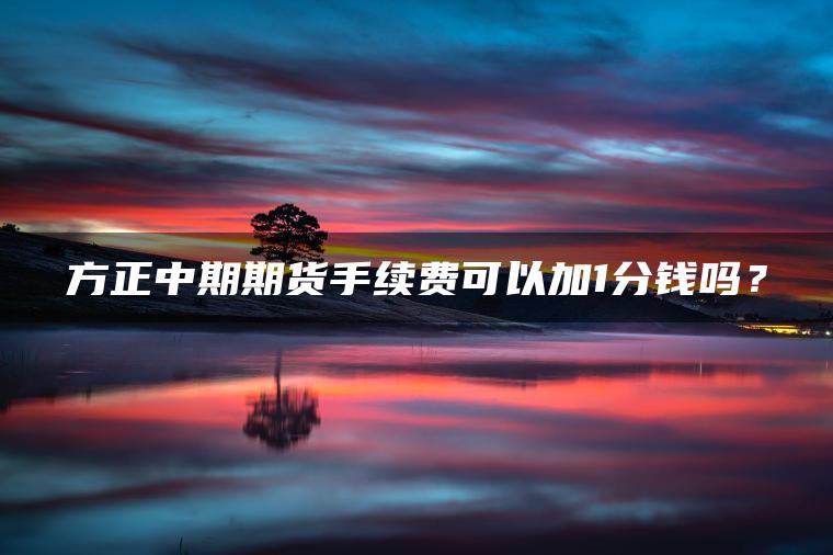 方正中期期货手续费可以加1分钱吗？