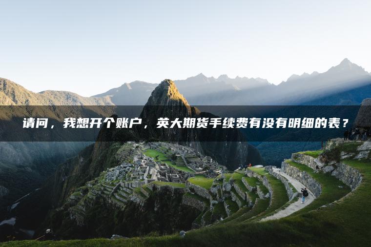 请问，我想开个账户，英大期货手续费有没有明细的表？