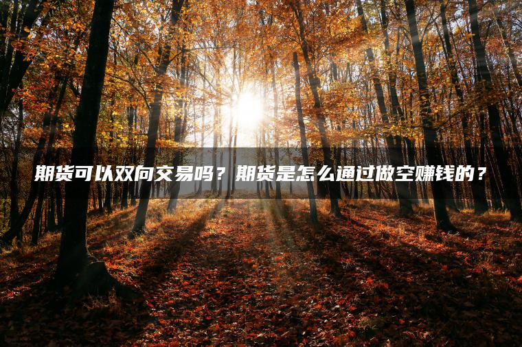 期货可以双向交易吗？期货是怎么通过做空赚钱的？