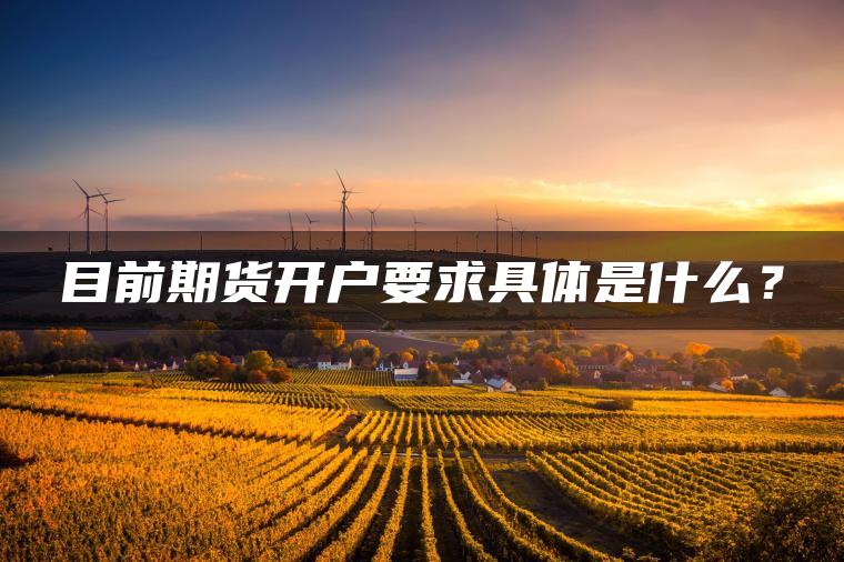 目前期货开户要求具体是什么? 目前期货开户要求具体是什么?