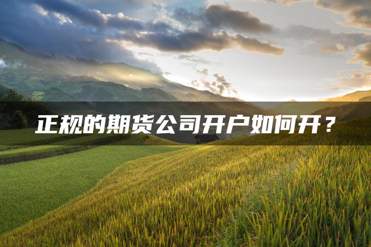 正规的期货公司开户如何开? 正规的期货公司开户如何开?