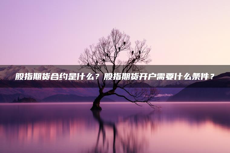 股指期货合约是什么?股指期货开户需要什么条件? 股指期货合约是什么?股指期货开户需要什么条件?
