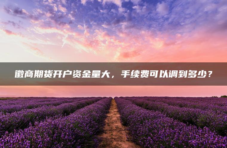徽商期货开户资金量大，手续费可以调到多少？
