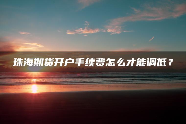 珠海期货开户手续费怎么才能调低？