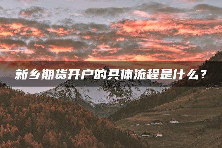 新乡期货开户的具体流程是什么? 新乡期货开户的具体流程是什么?