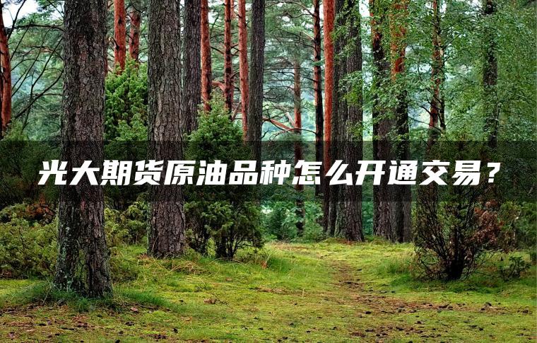 光大期货原油品种怎么开通交易? 光大期货原油品种怎么开通交易?
