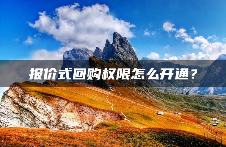 报价式回购权限怎么开通？