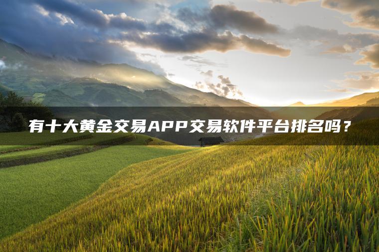 有十大黄金交易APP交易软件平台排名吗？