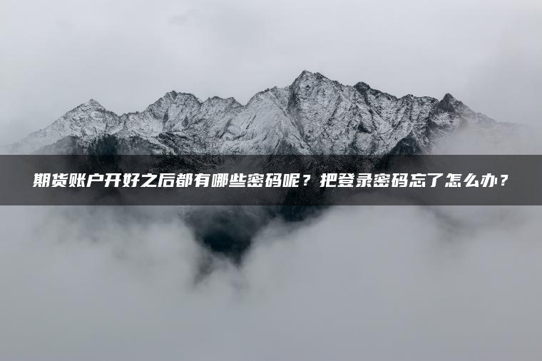 期货账户开好之后都有哪些密码呢？把登录密码忘了怎么办？