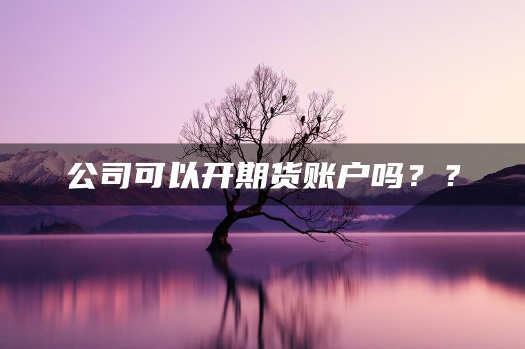 公司可以开期货账户吗？？