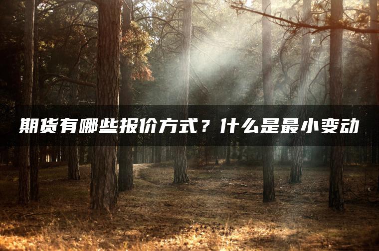 期货有哪些报价方式？什么是最小变动