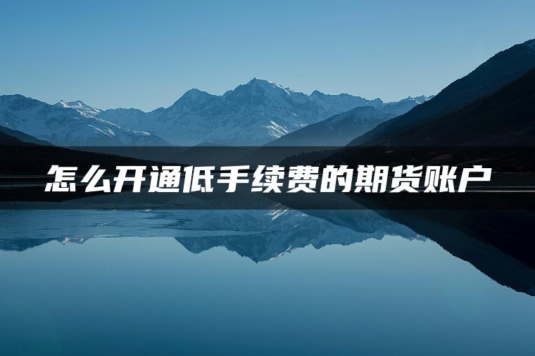 怎么开通低手续费的期货账户
