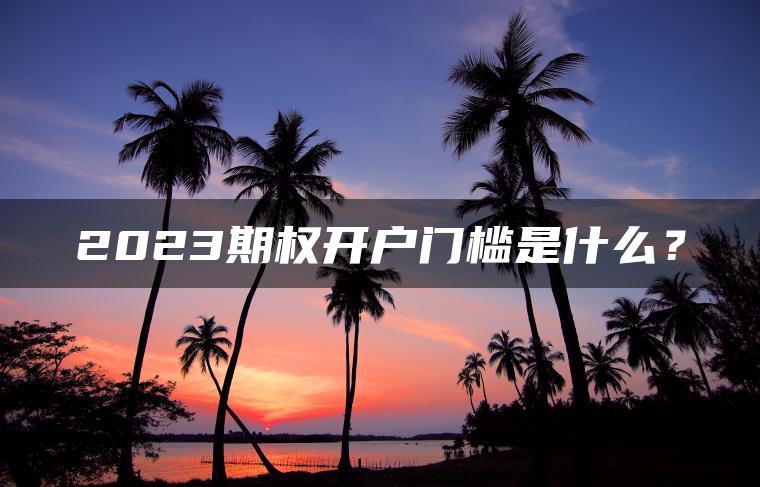 2023期权开户门槛是什么？