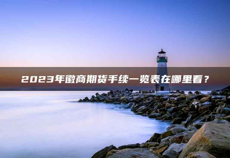 2023年徽商期货手续一览表在哪里看？