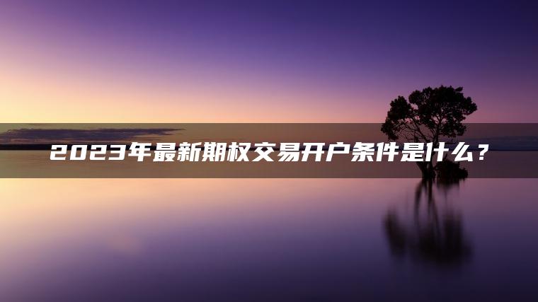 2023年最新期权交易开户条件是什么？