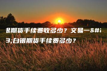 白银期货手续费收多少？交易一手白银期货手续费多少？