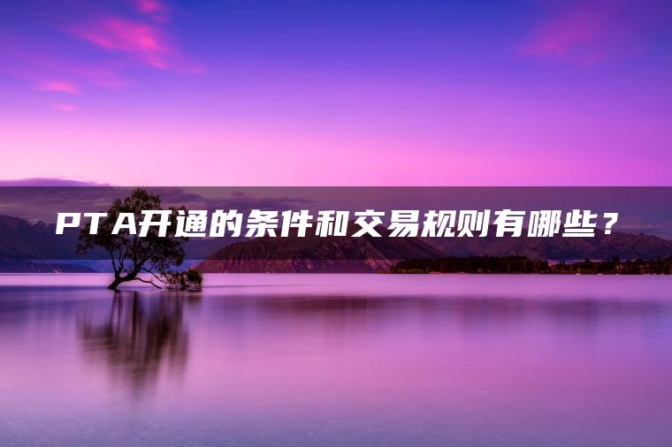 PTA开通的条件和交易规则有哪些？