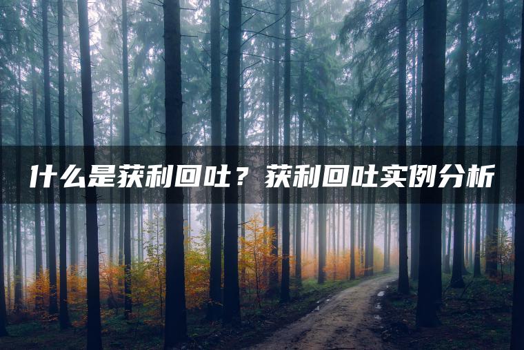 什么是获利回吐？获利回吐实例分析