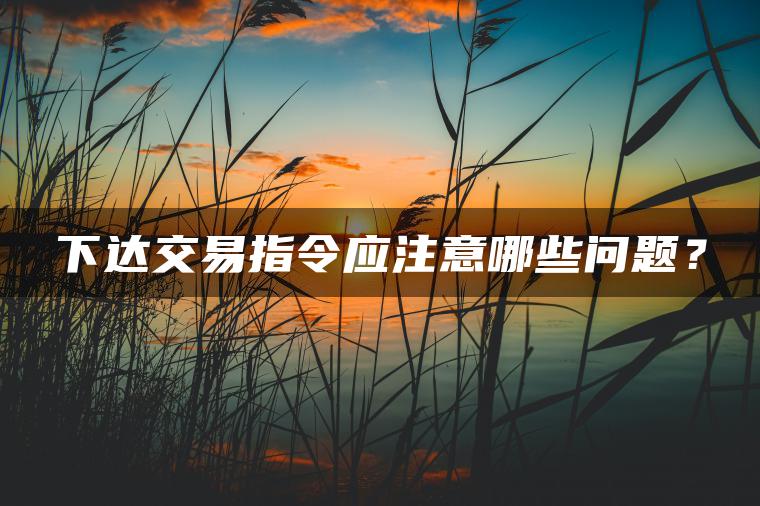 下达交易指令应注意哪些问题? 下达交易指令应注意哪些问题?