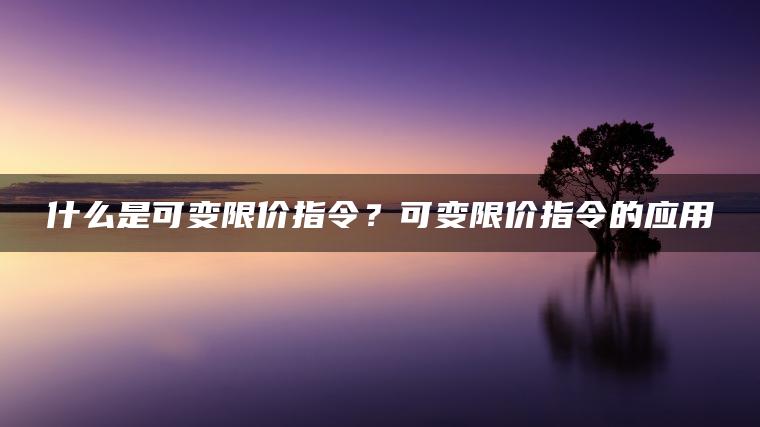 什么是可变限价指令?可变限价指令的应用 什么是可变限价指令?可变限价指令的应用